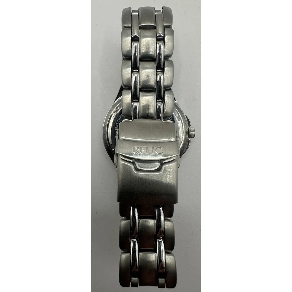 Relic Lowe's Logo‎ PR6116 Silver Tone New Battery Mens Watch 7.5